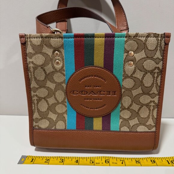 Coach Dempsey Tote Bag 22 In Signature Jacquard With Coach Patch And Stripe - Picture 11 of 16